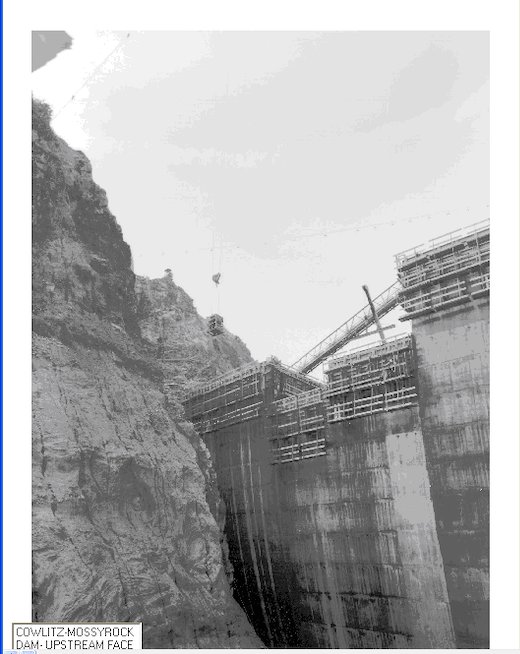 The upstream face of the Mossyrock Dam is pictured under construction in the 1960s in this photograph provided by Tacoma Public Utilities.